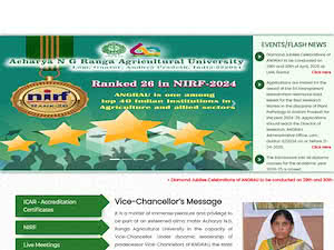 ఆచార్య ఎన్.జి. రంగా వ్యవసాయ విశ్వవిద్యాలయం's official website homepage screenshot