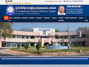 శ్రీ వెంకటేశ్వర పశువైద్యశాస్త్ర విశ్వవిద్యాలయం's official website homepage screenshot