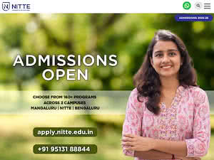 ನಿಟ್ಟೆ ವಿಶ್ವವಿದ್ಯಾಲಯ's official website homepage screenshot