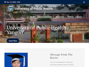 ပြည်သူ့ကျန်းမာရေးတက္ကသိုလ်(ရန်ကုန်)'s official website homepage screenshot