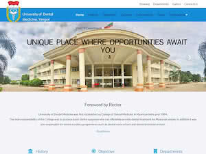 သွားဘက်‌ဆိုင်ရာဆေးတက္ကသိုလ်(ရန်ကုန်)'s official website homepage screenshot