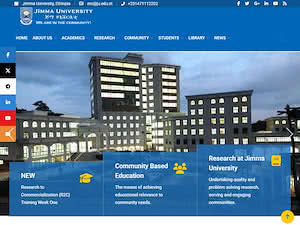 ጅማ ዩኒቨርስቲ's official website homepage screenshot